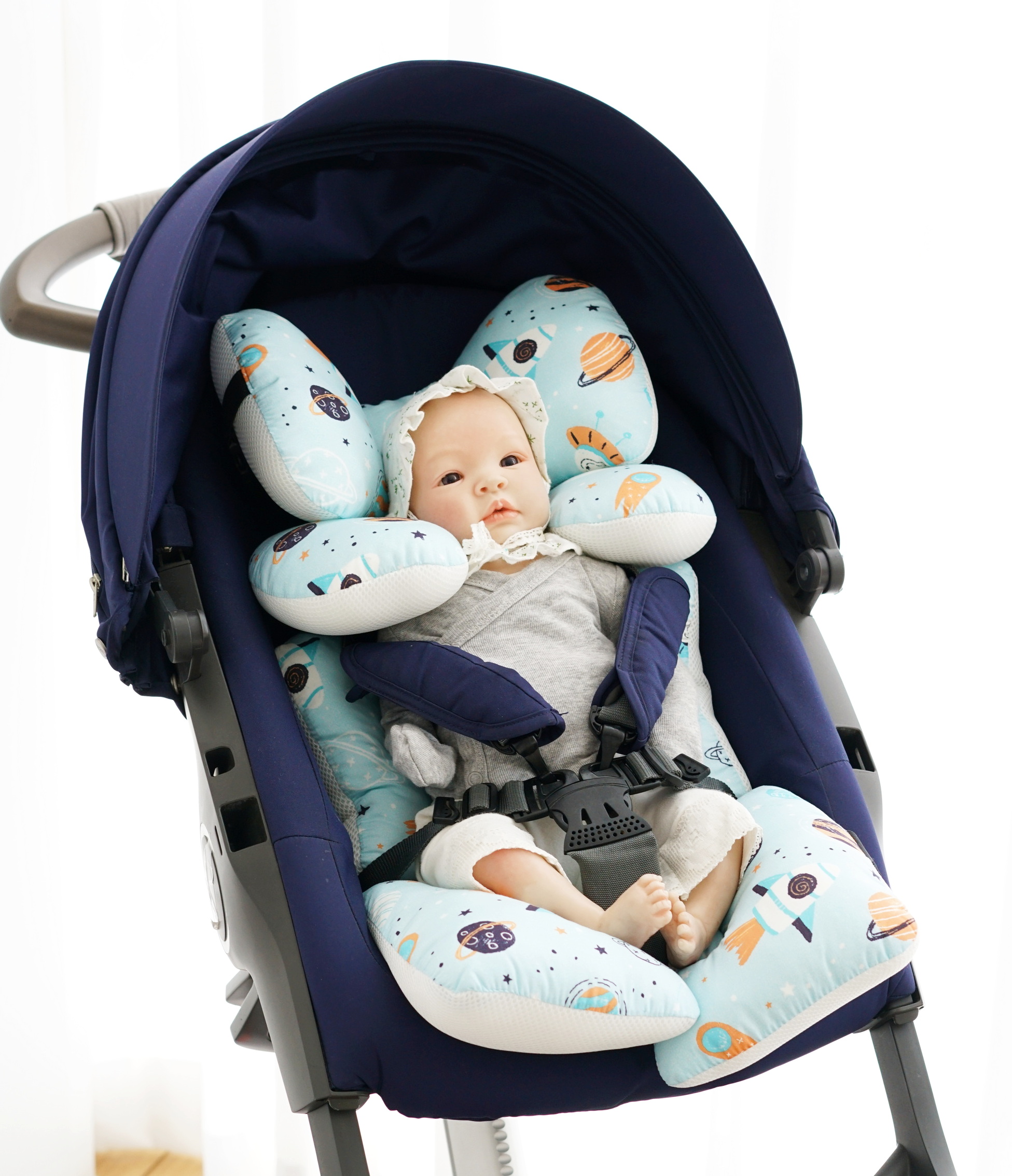 เบาะรองรถเข็น คาร์ซีท ARIBEBE SPACESHIP ผ้า MICROMODAL ลายอวกาศ_0